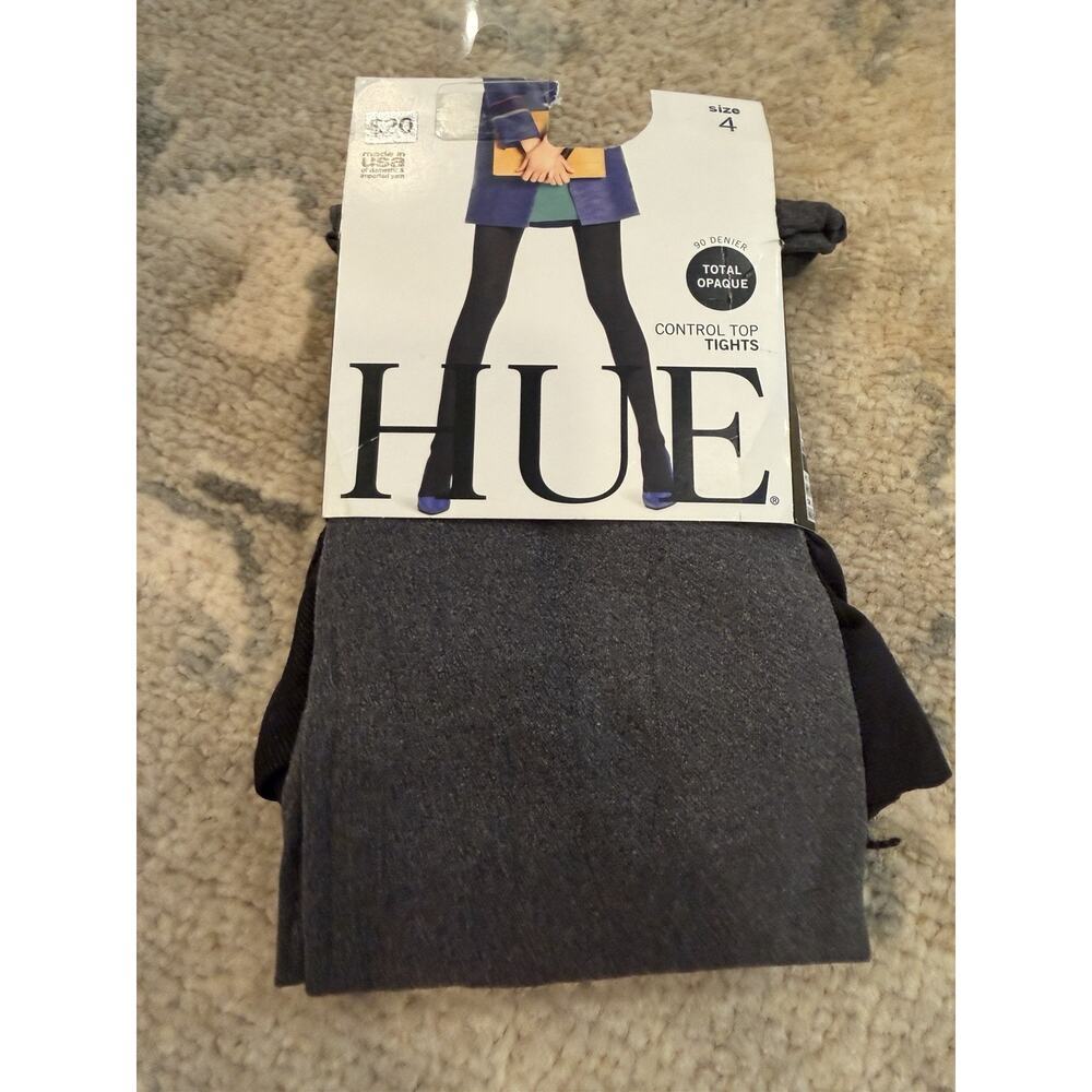 Hue Graphite Heather Control Top Tights Sz 4 NIB NEW